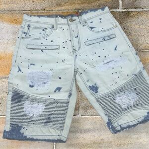 Men's Makobi Distressed Bleached Denim Shorts NWT